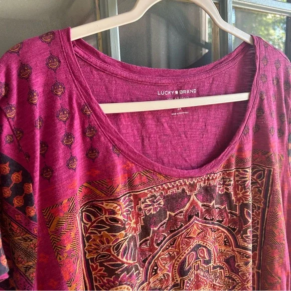 Lucky Brand Women’s Mandala Bohemian Pink Purple Persian Print Plus Oversized 3x - Picture 5 of 8